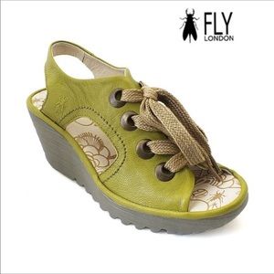 Fly London Ylta Green Wedge Shoe